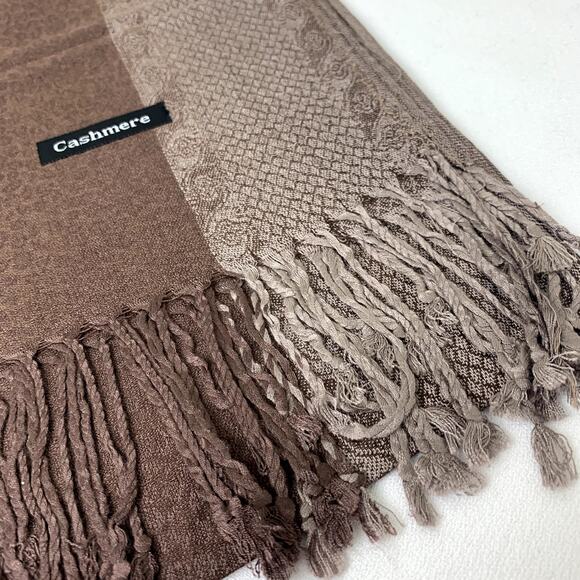 100% Cashmere Pashmina scarf *New*  brown tan bronze gold animal print - Picture 8 of 9